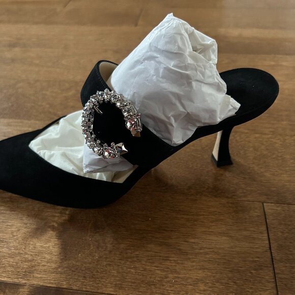 Jimmy Choo Marta 70 Suede Pump In Black - Picture 1 of 8